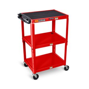 Adjustable-Height Steel AV Cart - Three Shelves