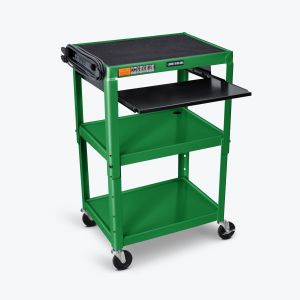 Adjustable-Height Steel AV Cart - Pullout Keyboard Tray