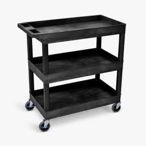 Luxor BC50-B 46-Inch Black Durable Five Flat Shelf Rolling Storage Utility Cart 