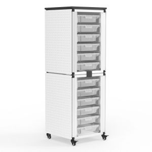 Modular Classroom Storage Cabinet - 2 stacked modules with 12 small bins 